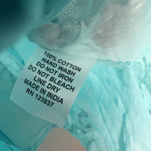 Debbie Katz turquoise metallic kaftan top tassel trim beach coverup S resort - Picture 6 of 7